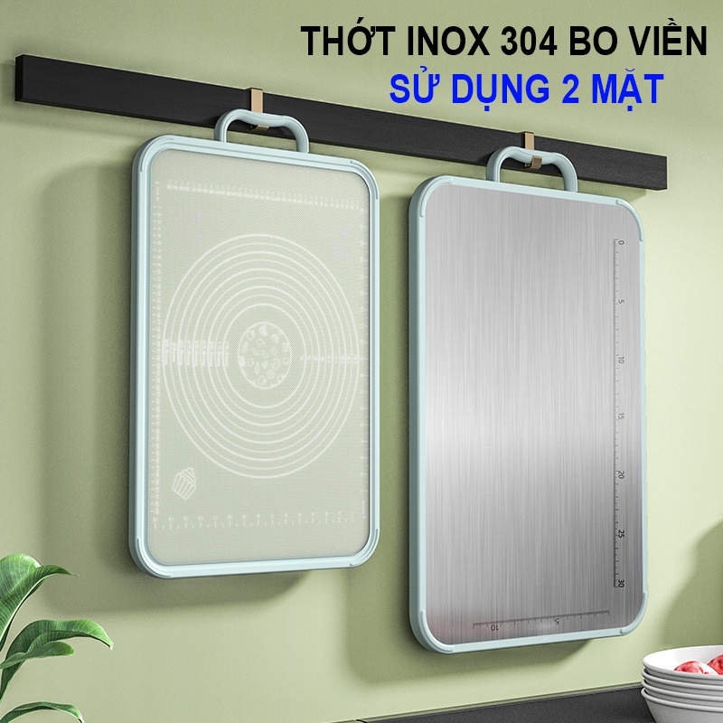 Thớt Inox 304 Kháng Khuẩn Đa Năng 2 Mặt inox + Nhựa PP An Toàn Bo Viền tiện dụng cho căn bếp của gia đình