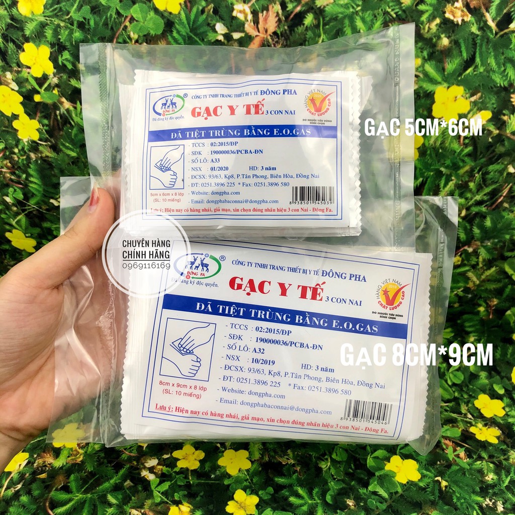 Gạc Y Tế Đông Pha Tiệt Trùng 5x6 / 8x9cm (Gói 10 miếng)