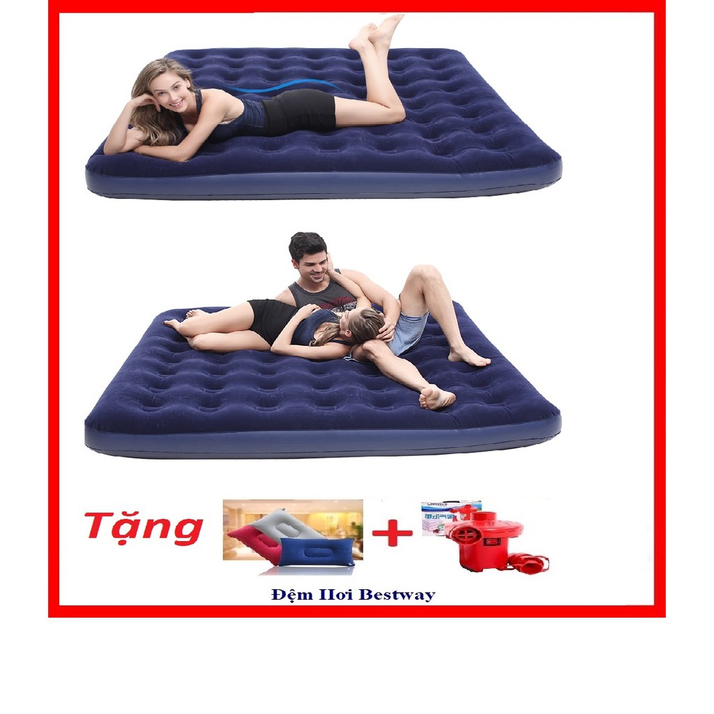 Nệm hơi du lịch, đệm hơi cao cấp KT 1.8m x 2m x 22cm , nệm văn phòng gấp gọn Bestway 67004