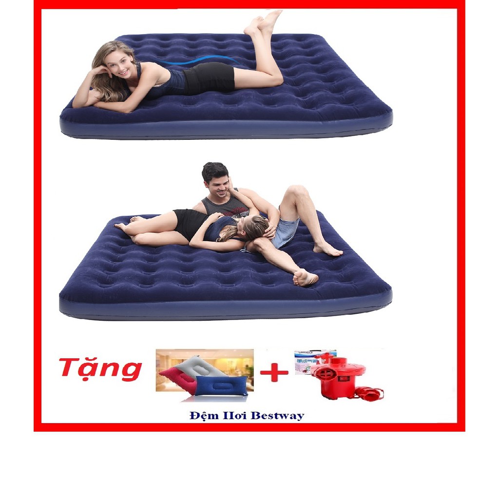 Đệm hơi Nệm hơi Bestway 67004- Size: 2,03m x 1,8 m x 22cm kèm bơm điện và 1 gối hơi.