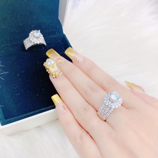 Nhẫn nữ đính đá mạ bạch kim