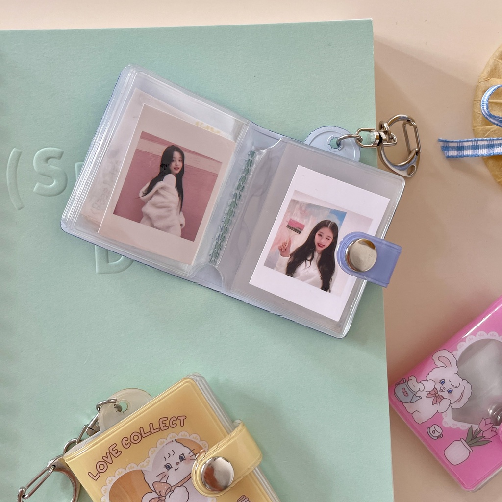 Album Ảnh Kích Thước 1 Inch Dạng Móc Khóa Hình Hoa Tulip / Thỏ Xinh Xắn