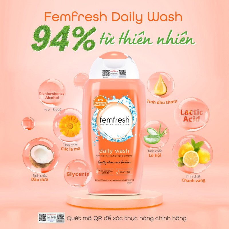 Dung dịch vệ sinh phụ nữ Femfresh 250ml Úc, dung dịch vệ sinh hành chuẩn Úc 100%