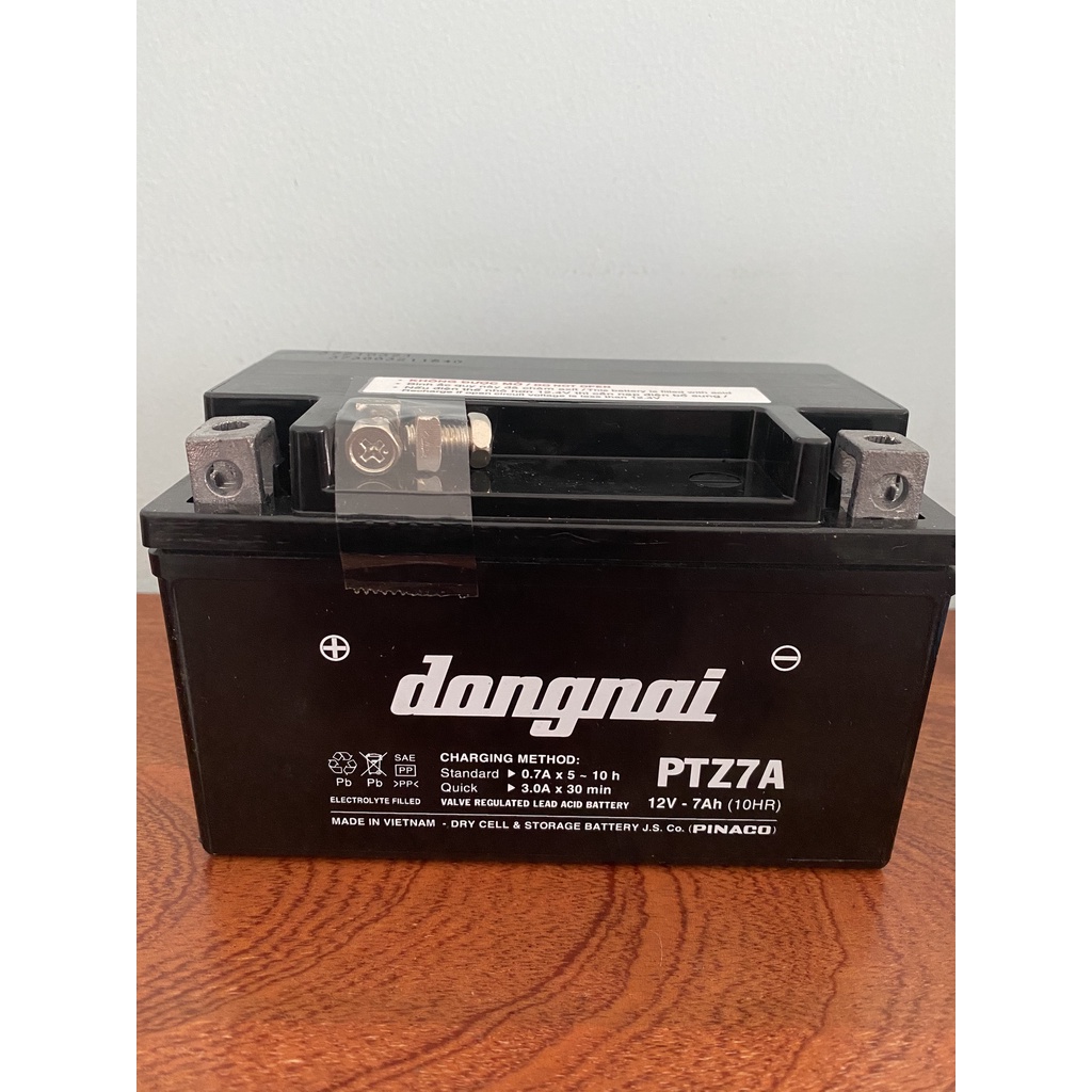 Bình ắc quy 12V Đồng Nai PTZ7A, 12V - 7Ah dùng cho Suzuki Amity, SYM Attila
