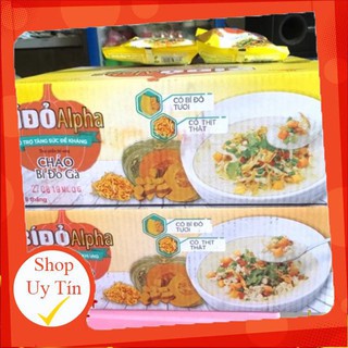 Thùng 30 Gói Cháo Bí Đỏ Alpha Vị Gà/Thịt Bằm Gói 50g
