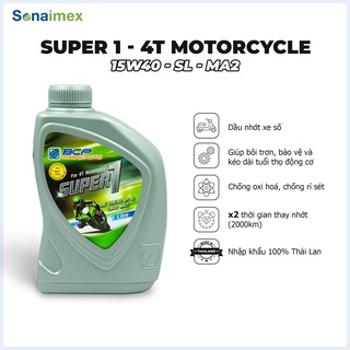 [Bán Sỉ] Thùng 12 Chai Nhớt Xe Số BCP SUPER 1 Thái Lan 15W40 SL MA2 1 lít
