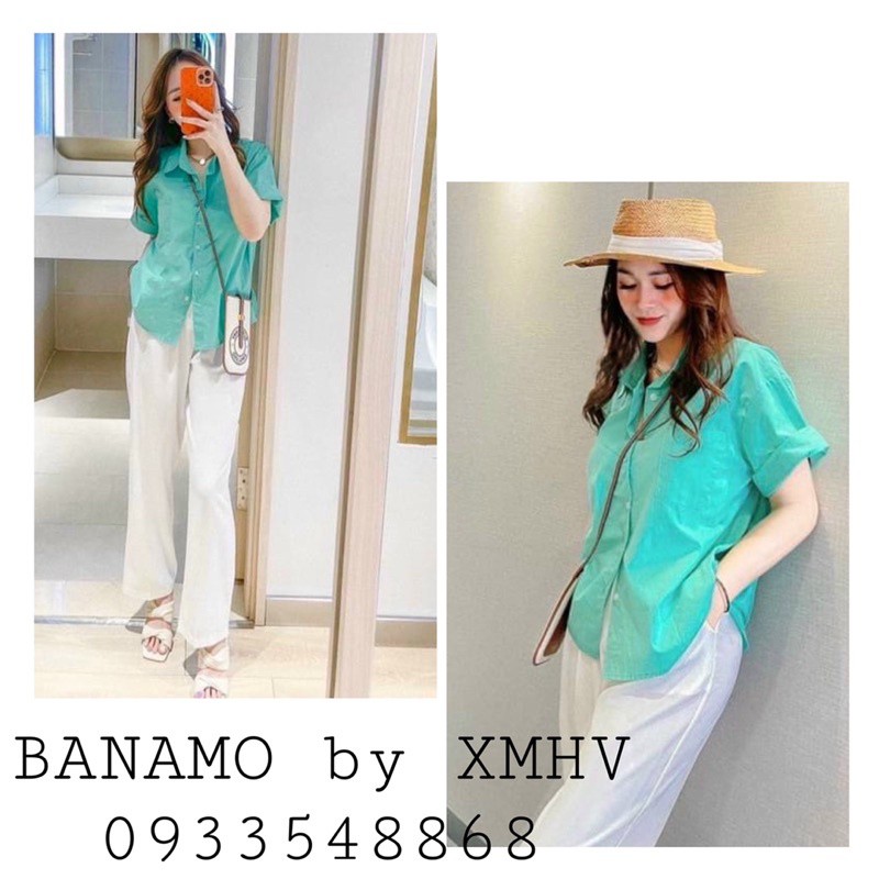 Set bộ đồ nữ áo xanh quần trắng siêu xinh thời trang BANAMO FASHION 193 (có bán rời)