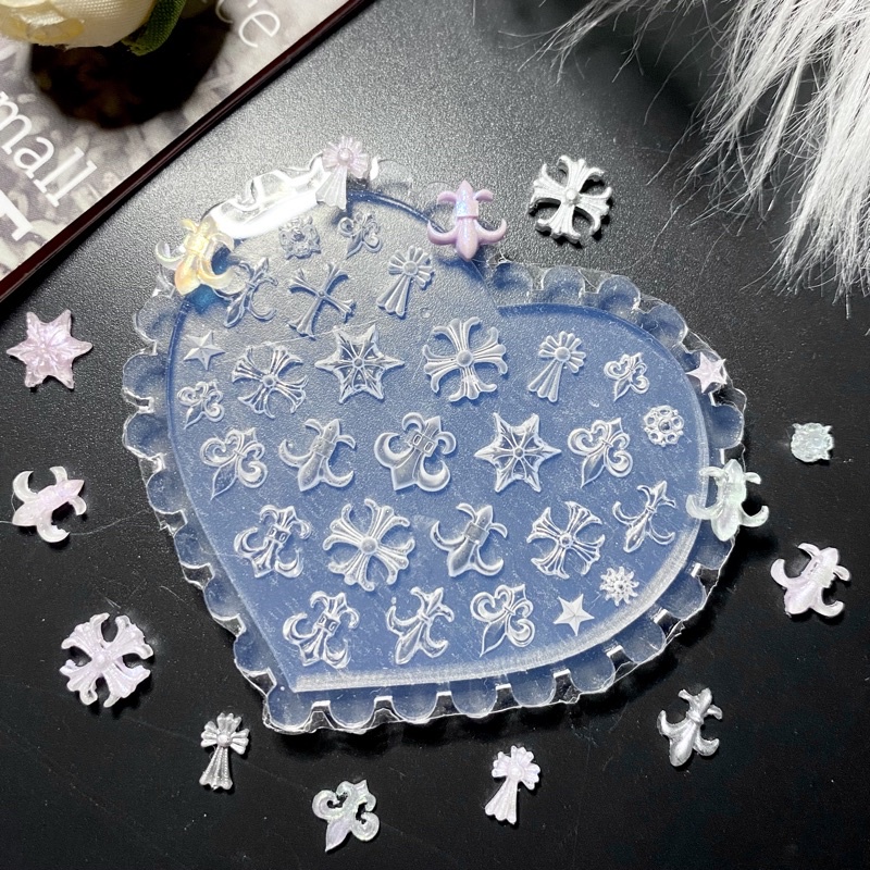 Khuôn silicon móng, nơ, bò sữa, gấu nhỏ, tim, khuôn charm nail, đắp bột Ingift, phụ kiện làm nail box