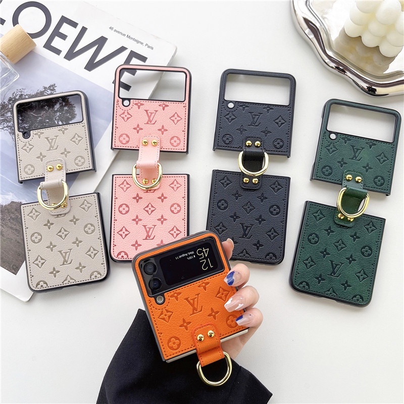 Sang Trọng Bao Da Điện Thoại pu Dạng Gập Tích Hợp Vòng Đỡ Dành Cho samsung galaxy z flip 5 4 1 2 3 samsung galaxy z flip 4