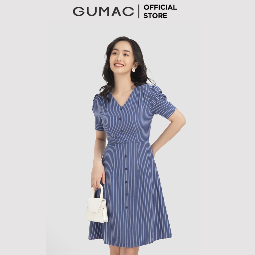 Đầm sọc phối nút DB12010 GUMAC | BigBuy360 - bigbuy360.vn