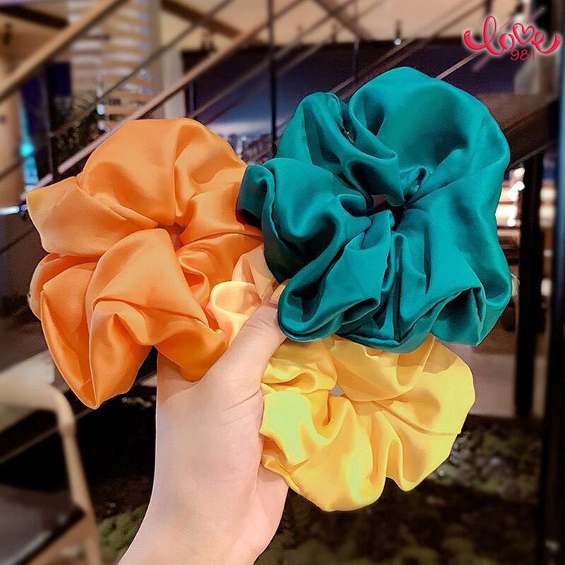 Dây buộc tóc vải satin màu trơn cỡ lớn thời trang cho nữ