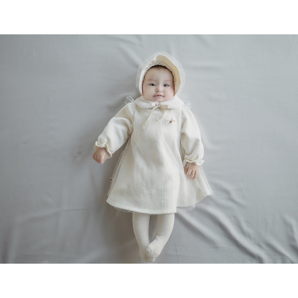 SET VÁY DARLING NỈ BÔNG, CỔ LÔNG MỀM CHO BÉ GÁI