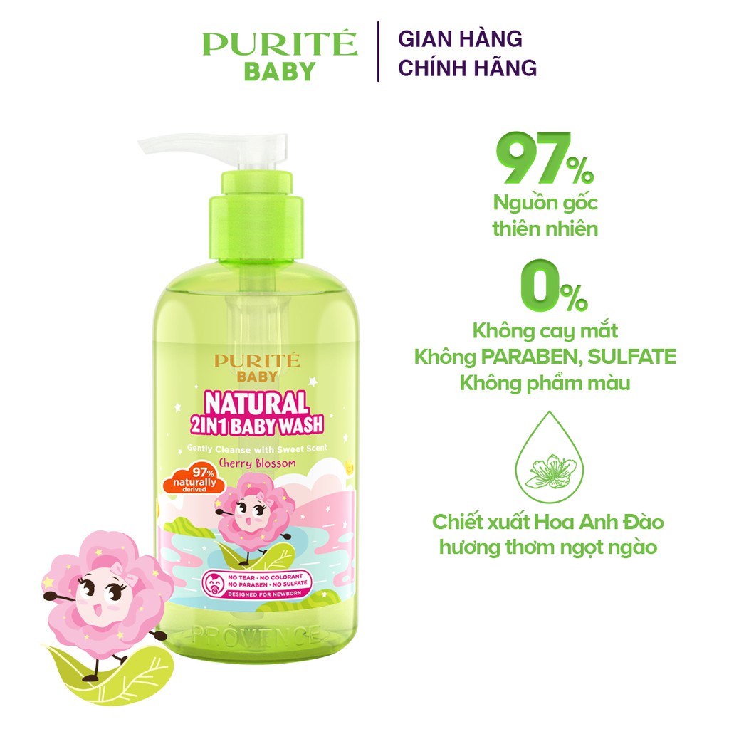 [Combo Mẹ và Bé]Combo Sữa Tắm Purité Thiên Nhiên Hoa Anh Đào 500ml+Sữa Tắm Purité Baby Hoa Anh Đào 250ml