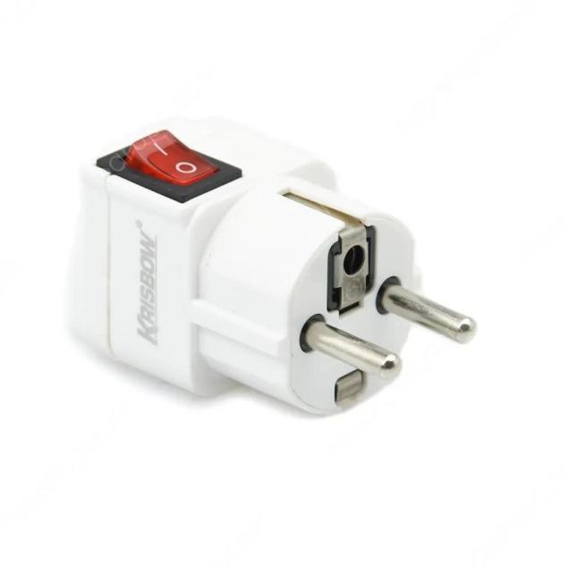 Bộ Chuyển Đổi Ahi Plug Arde Krisbow 10a Với Công Tắc Màu Trắng