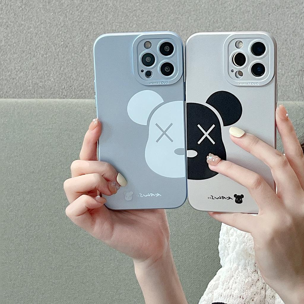 Ốp Điện Thoại Mạ Hình Gấu KAWS Cho IPhone 13Promax 12 11 7Plus X Xs Max XR 8 7