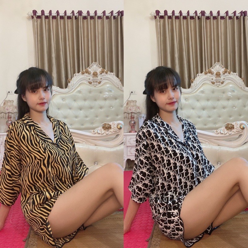 Bộ ngủ lụa cao cấp, PIJAMA lụa dáng dơi đùi | BigBuy360 - bigbuy360.vn