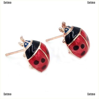 (Eetmo) Cute Insert Earrings Exquisite Paint Stud Earrings Red Oil Ladybug Ear Studs