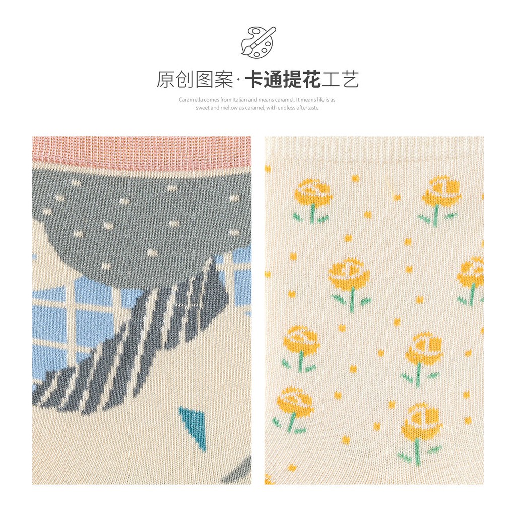 Set 3 đôi tất nữ caro vàng cổ bèo cực đẹp TN112