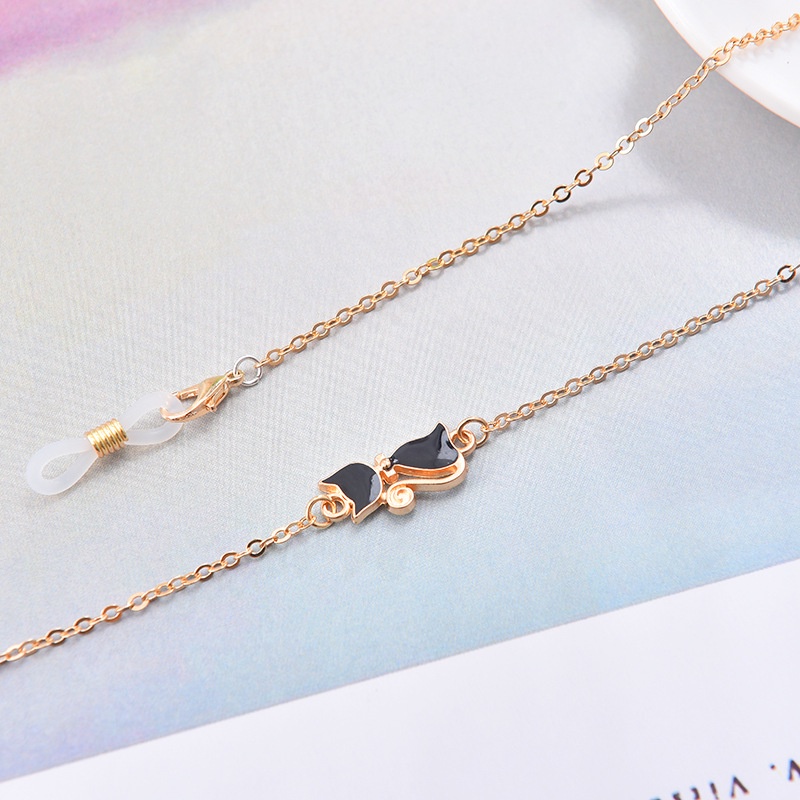 Korean fashion foreign trade cat mask anti-slip metal simple neck chain hanging mask chain