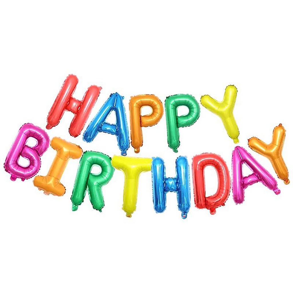 Bong bóng chữ Happy Birthday nhiều màu