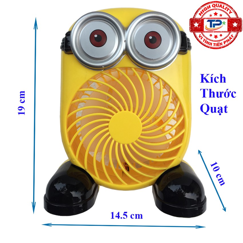 Quạt sạc tích điện mini hình Minion thiết kế cute xinh xắn dễ thương gió mạnh chạy êm, rất tiện lợi