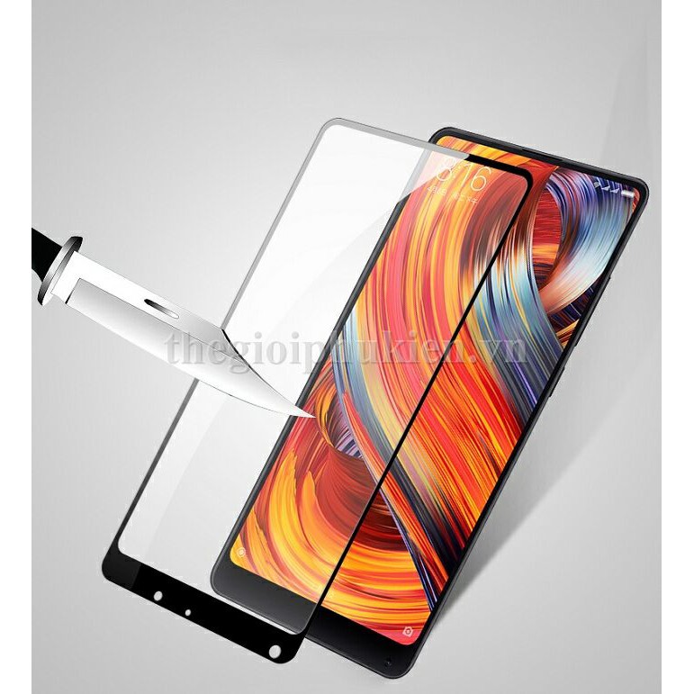 Dán kính cường lực Xiaomi Mi Mix 2s  full 5D tràn màn hình phủ màu - Giá rẻ