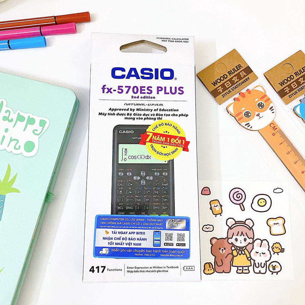 Máy Tính Casio FX 570ES Plus New 2nd Edition Nhập Khẩu Thái Lan 7 Năm Bảo Hành Chính Hãng 417 Tính Năng TEZY BOOKS