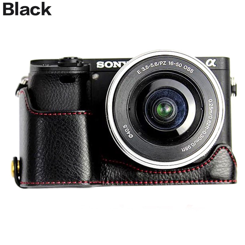 Vỏ bọc nửa thân máy ảnh Sony A6300 A6000 ILCE-6300 bằng da chính hãng chất lượng cao