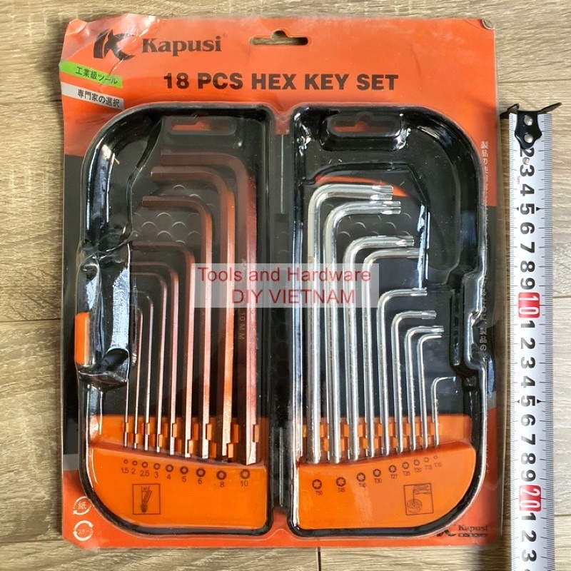 Bộ Lục Giác 18 chi tiết đầu bi và đầu sao Hãng Kapusi Nhật Bản