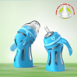 BÌNH PHA SỮA THÔNG MINH TINY BABY 180ML - BÌNH SỮA BÁO NÓNG THỦY TINH