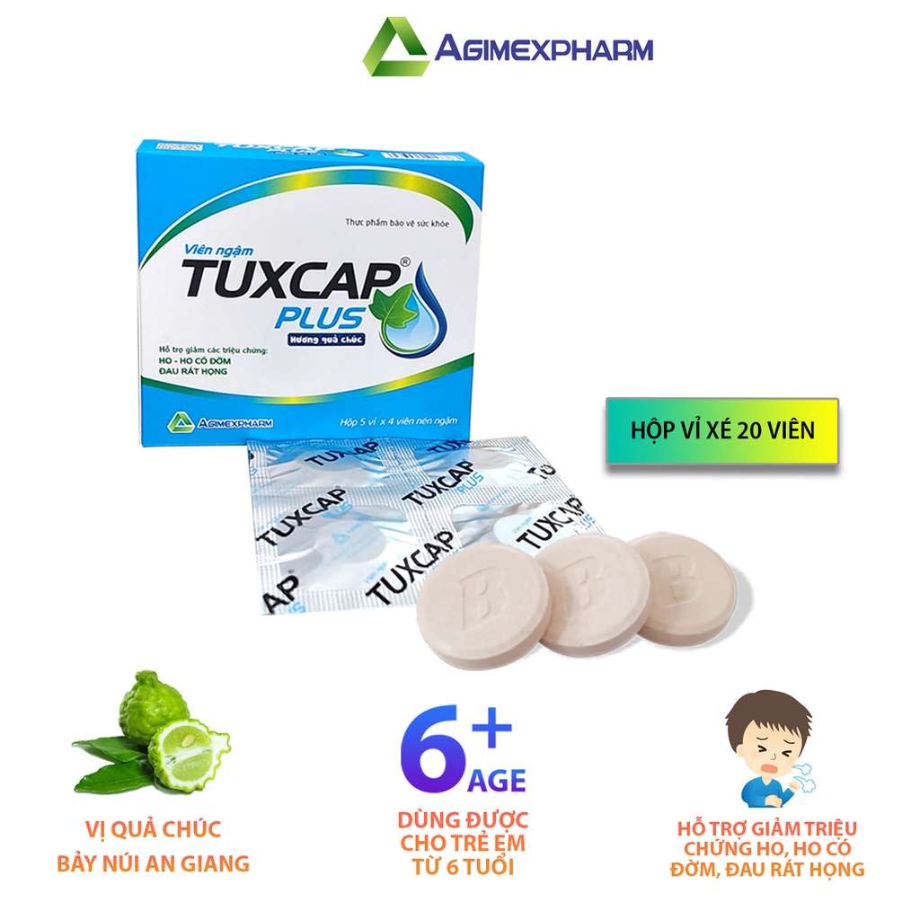 Viên ngậm ho Tuxcap - Hỗ trợ giảm triệu chứng ho, ho có đờm, đau rát họng