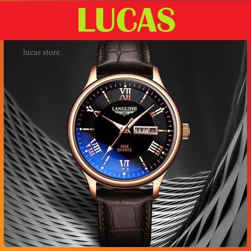 Đồng hồ nam dây da langlishi chống nước bản 3 mặt đồng hồ, DH03A - Lucas shop | BigBuy360 - bigbuy360.vn