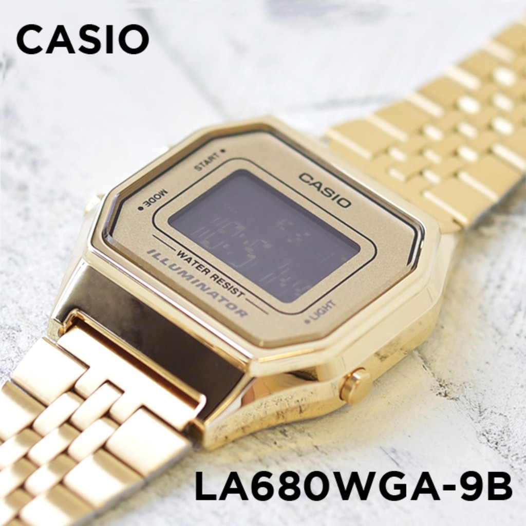 Đồng hồ nữ điện tử Casio chính hãng LA680WGA, dây kim loại