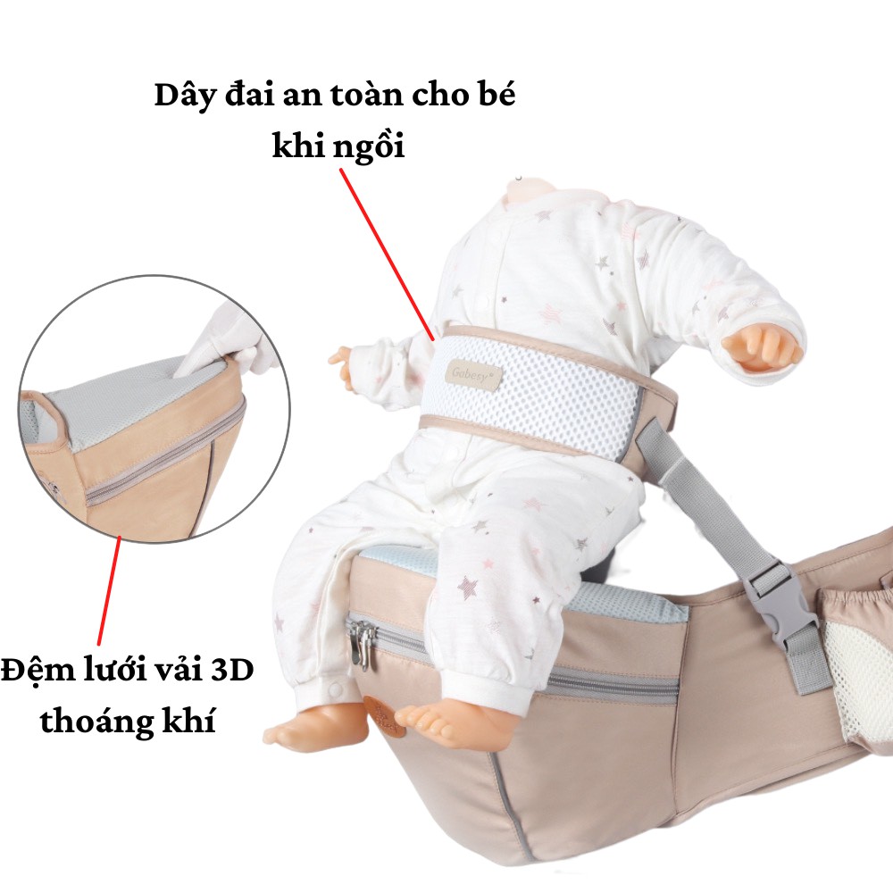 Địu Trẻ Em Ngồi 4 Tư Thế Cao Cấp GABESY GBS1 Cho Bé Từ 0 - 36 Tháng Tuổi - Địu Em B