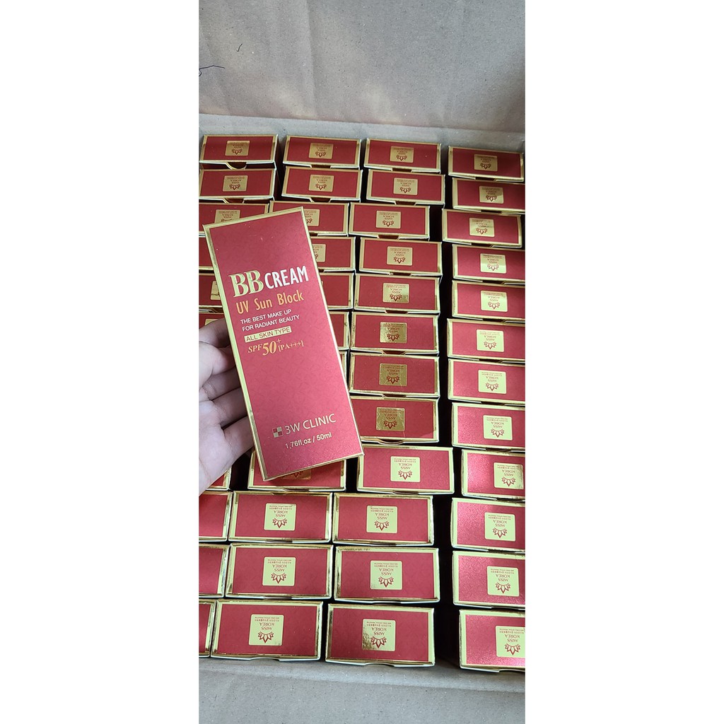 [Hàng Nhập Khẩu] Kem nền trang điểm - Kem che khuyết điểm chống nắng BB Cream UV Sun Block 3W Clinic Hàn Quốc 50ml | BigBuy360 - bigbuy360.vn