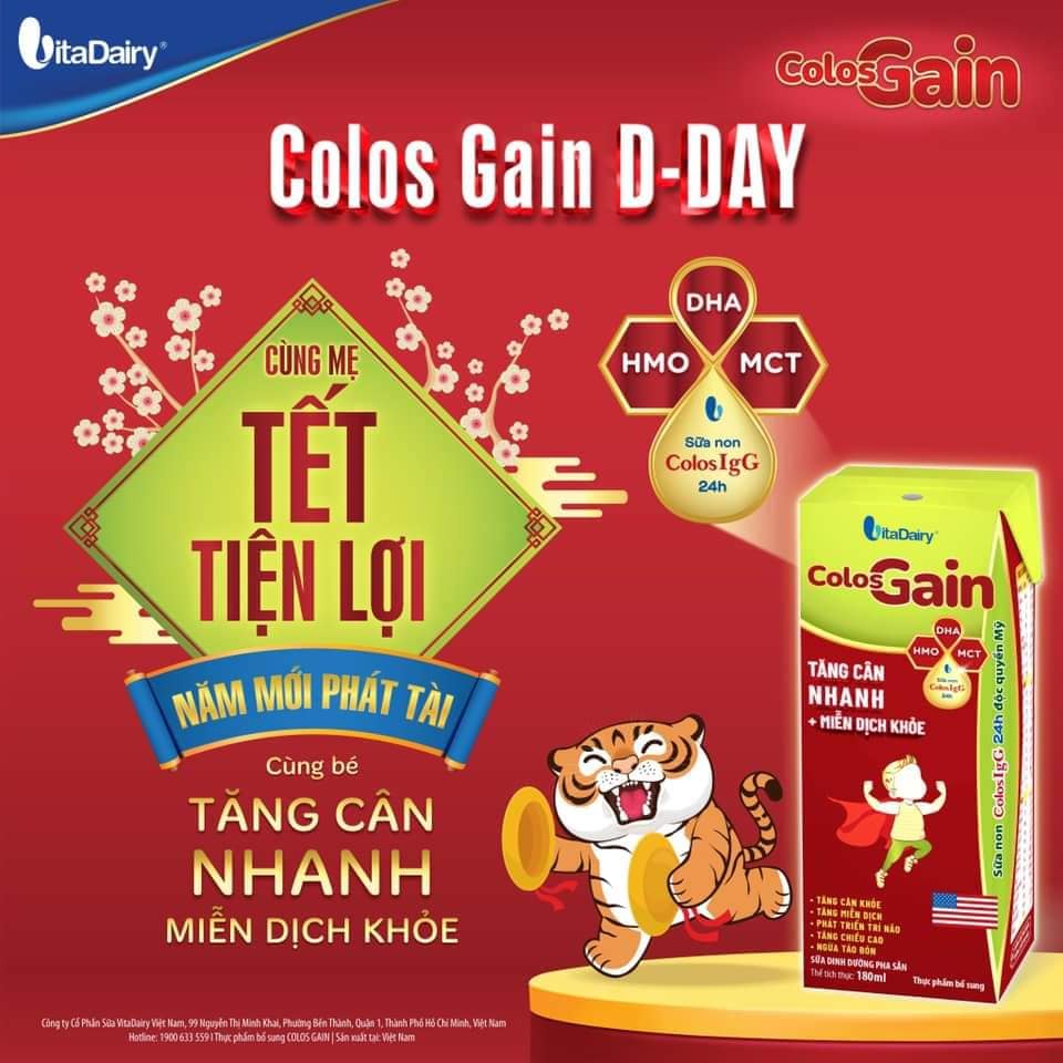 Thùng sữa 110ml Sữa bột pha sẵn Colosgain.Giải pháp giúp trẻ tăng cân nhanh, miễn dịch khỏe