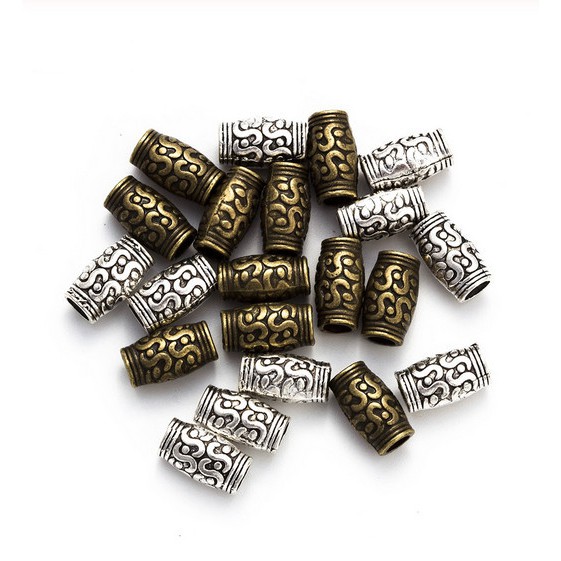 Bộ 20 Hạt Xỏ Lỗ Lớn Bằng Hợp Kim Màu Bạc / Đồng