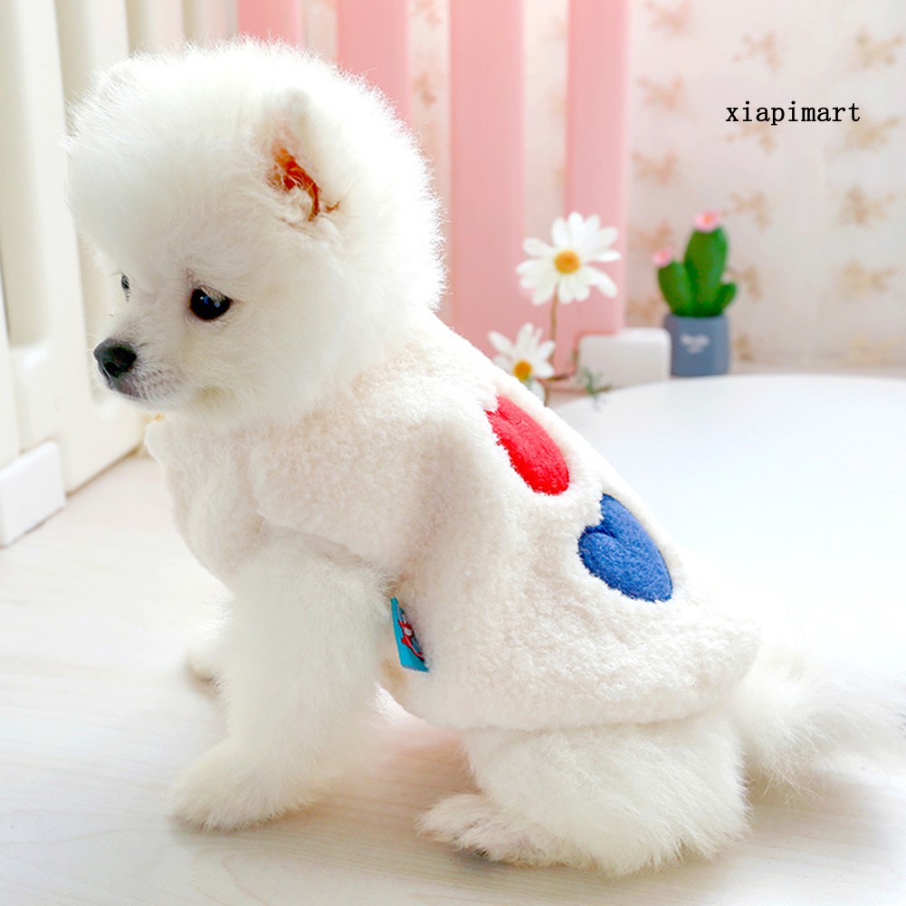 【Ready stock】Dog Heart Rainbow Pattern Stitching Jacket Pet Apparel Cat Comforting Clothes