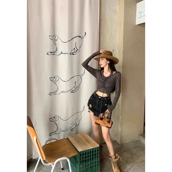 Chân váy jean lưng cao phối rách phá cách tôn dáng thời trang nữ