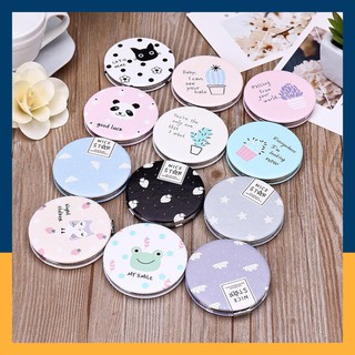 [SALE RẺ] Gương Gập Đôi Mini Tròn 2 Mặt Họa Tiết Bao Da Pu Cute 830 – Video Thật