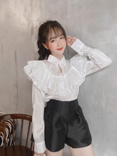 Áo lụa satin cổ bèo