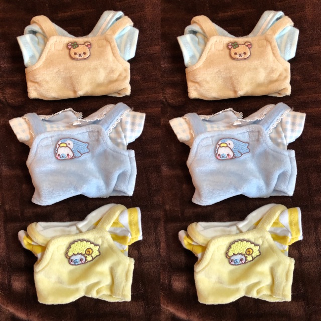 Set yếm bông + áo phông cho doll 20 cm