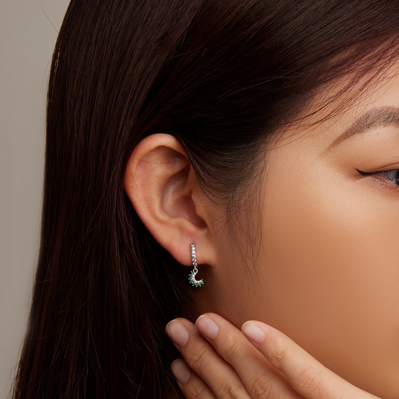 Bông tai Bamoer bằng bạc 925 hình mặt trời/ mặt trăng thời trang cho nữ