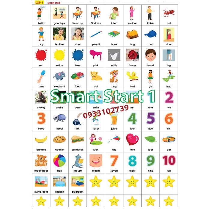 Sticker tiếng anh lớp 1- Smart Start 1
