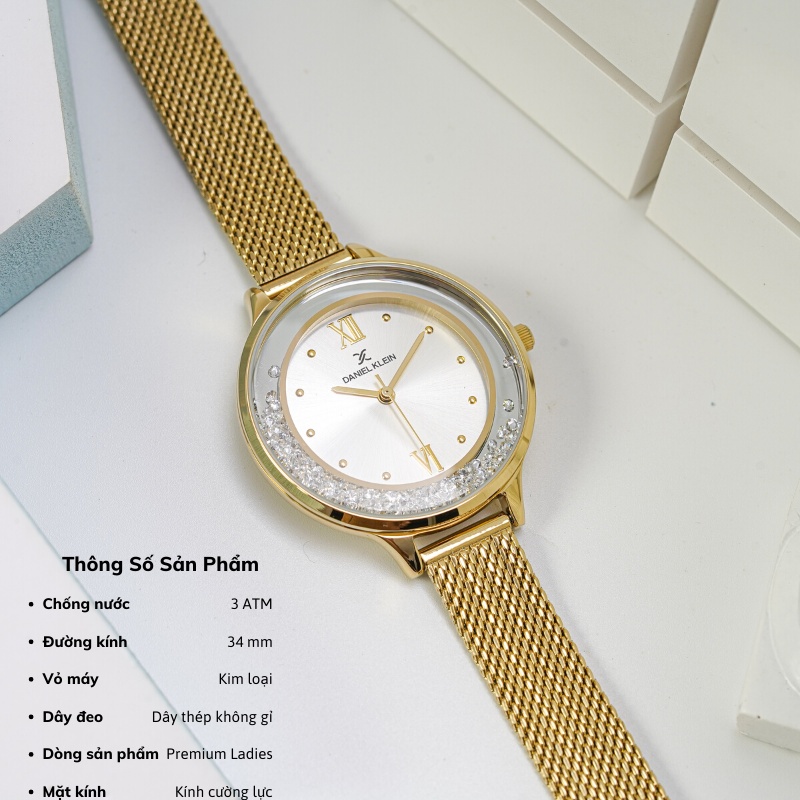 Đồng hồ nữ chính hãng Daniel Klein DK.1.12524 dây thép lưới không gỉ cao cấp