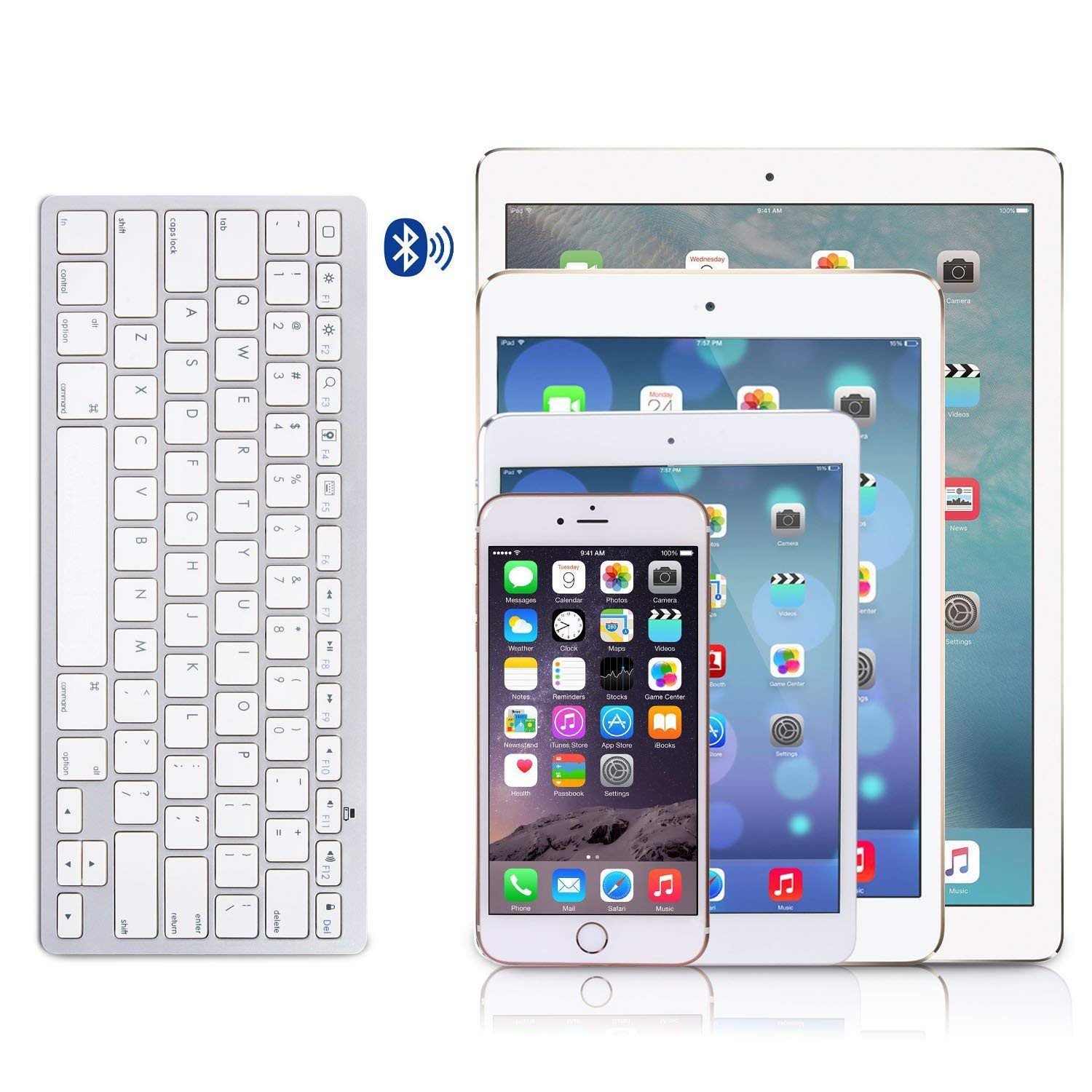 Ultra Bàn Phím Bluetooth Siêu Mỏng 2018 Cho Ipad Pro 11 / 12.9 New Ipad 9.7 Inch Ipad Air, Ipad Mini, Iphone