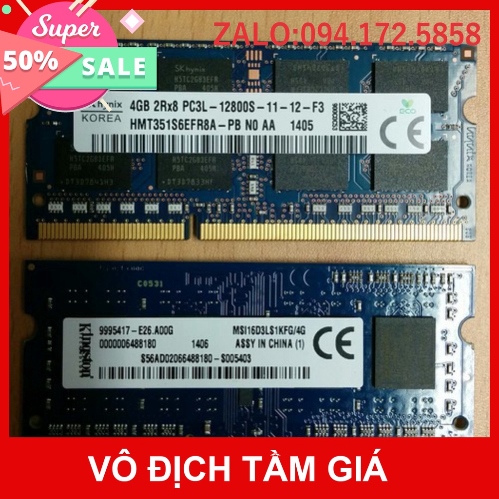 HOT - Ram laptop 4G DDR3L bus 1600 (PC3L-12800S)- hàng tháo máy đồng bộ