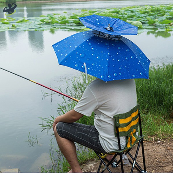 Nón dù che mưa chống tia UV tiện lợi đi câu cá