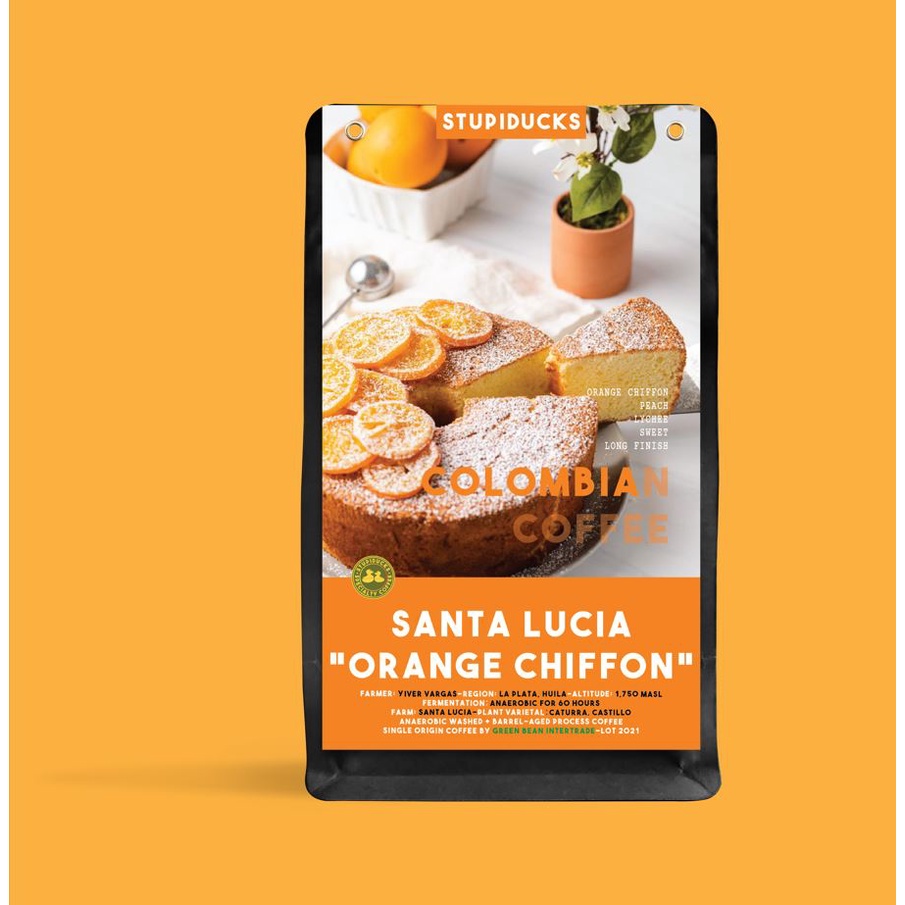 Cà phê đặc sản nông trại Finca Santa Lucia, Colombia - Lô Orange Chiffon - Stupiducks premium lot 2021 (250gr)