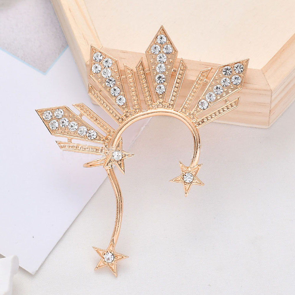 Khuyên kẹp vành tai phối hình ngôi sao đính đá thời trang